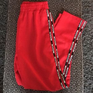 Red PrettyLittleThing Stripe Track Pants